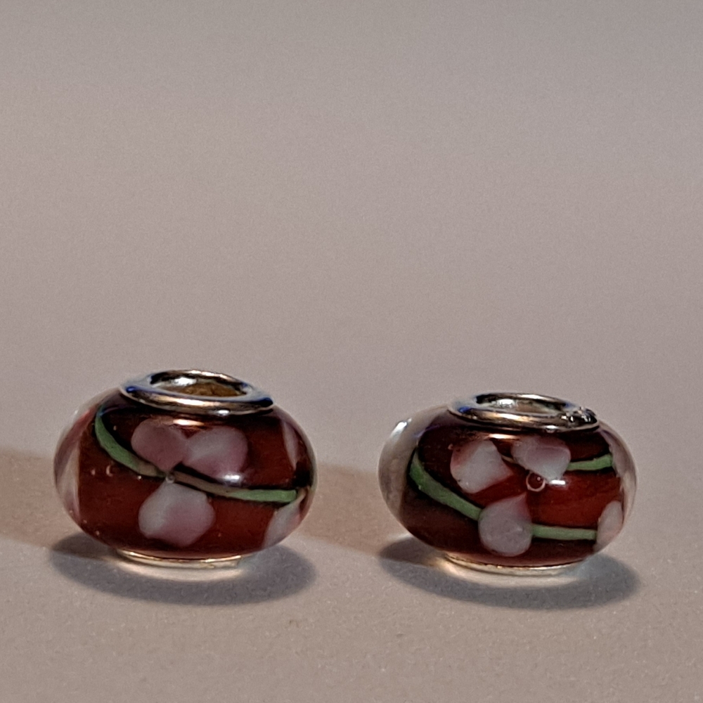 Elegant Floral Glass Bead Charm